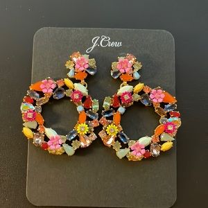 JCrew Multi Color Floral Wreath Hoops
